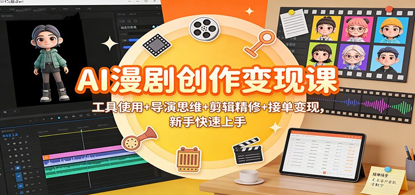 AI漫剧创作变现课:工具使用+导演思维+剪辑精修+接单变现,新手快速上手-慧阅轩
