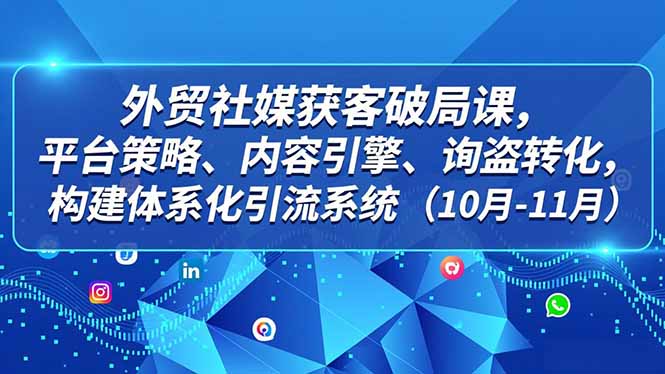 外贸 社媒获客破局课,平台策略、内容引擎、询盘转化,构建体系化引流系统(10月-11月-慧阅轩