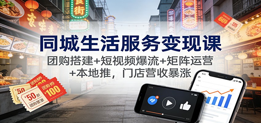 同城生活服务变现课:团购搭建+短视频爆流+矩阵运营+本地推,门店营收暴涨-慧阅轩
