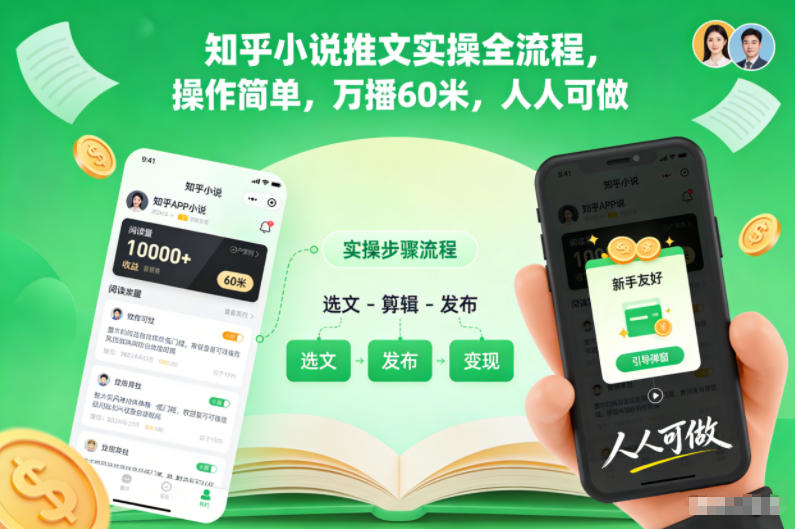 知乎小说推文实操全流程,操作简单,万播60米,人人可做-慧阅轩