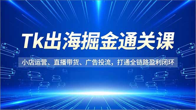 Tk出海掘金通关课，小店运营、直播带货、广告投流，打通全链路盈利闭环-慧阅轩