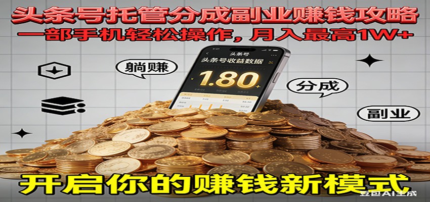 全程托管今日头条,一部手机就可以开干,最高躺赚1W+-慧阅轩