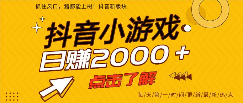 2025年爆火的抖音小游戏项目，一部手机日入2000+-慧阅轩