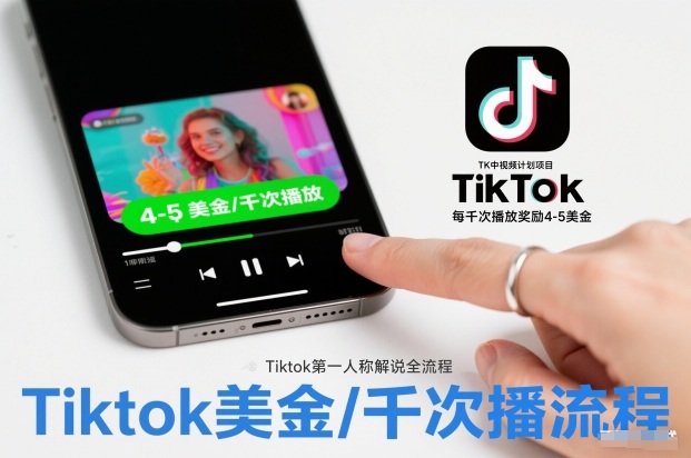 TK中视频计划项目，Tiktok第一人称解说流程，每干次播放奖励4-5美金-慧阅轩