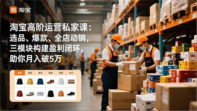 淘宝高阶运营私家课：选品、爆款、全店动销，三模块构建盈利闭环，助你月入破5万-慧阅轩