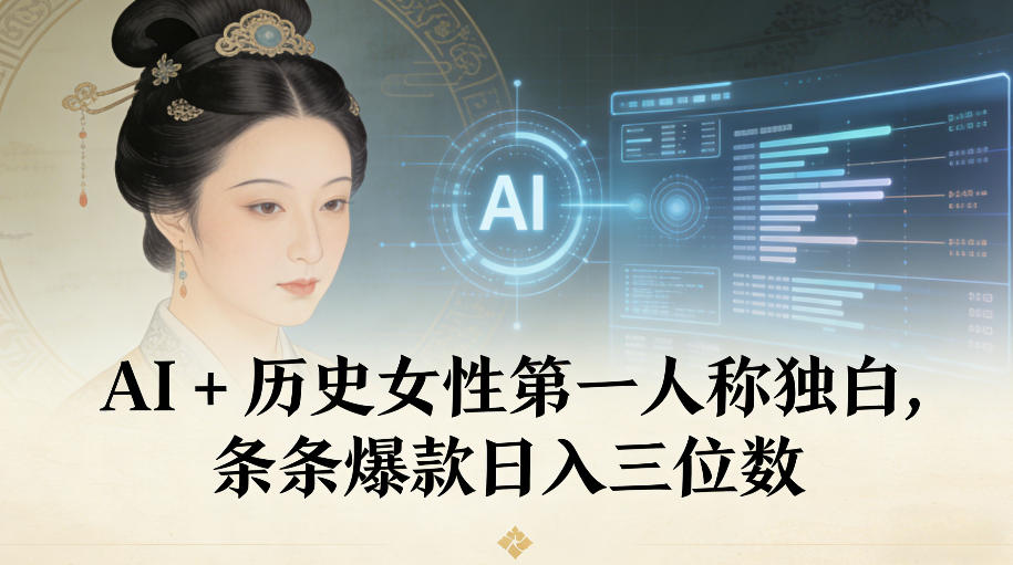 AI+历史女性第一人称独白，条条爆款日入三位数-慧阅轩