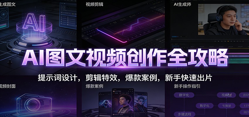 AI图文视频创作全攻略：提示词设计，剪辑特效，爆款案例，新手快速出片-慧阅轩