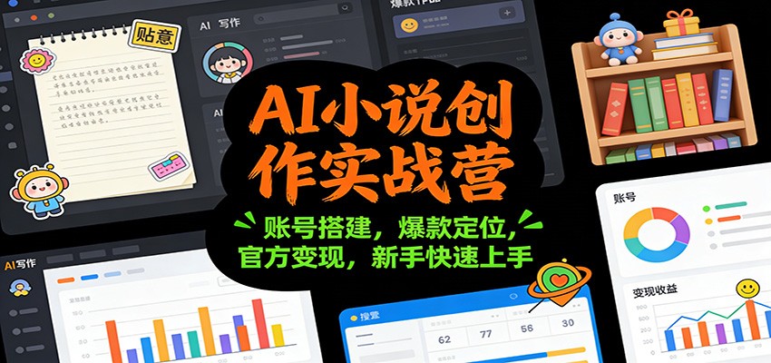 AI小说创作实战营：账号搭建，爆款定位，官方变现，新手快速上手-慧阅轩